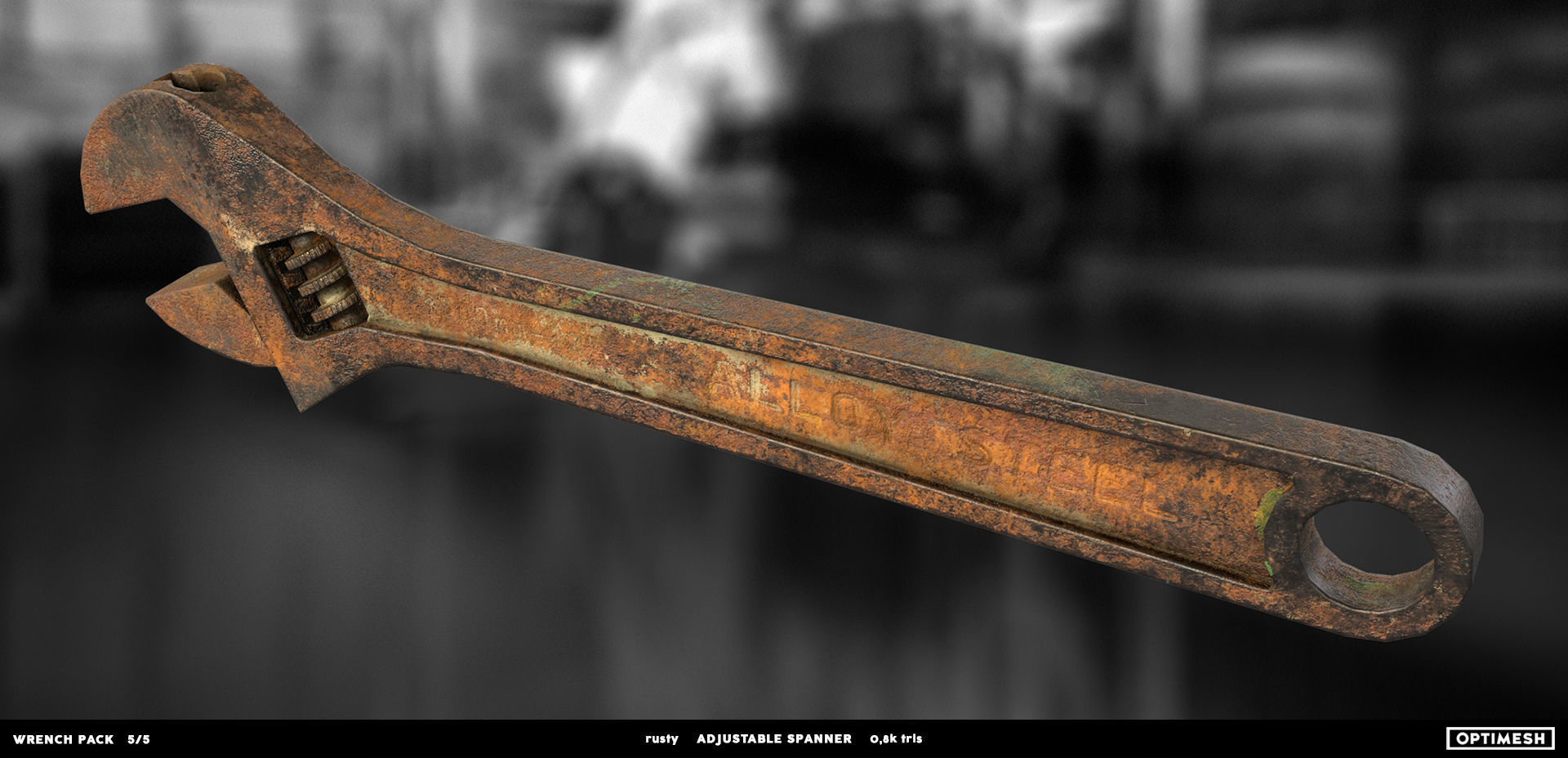 Adjustable spanner - 3D PBR model Low-poly 3D model_13