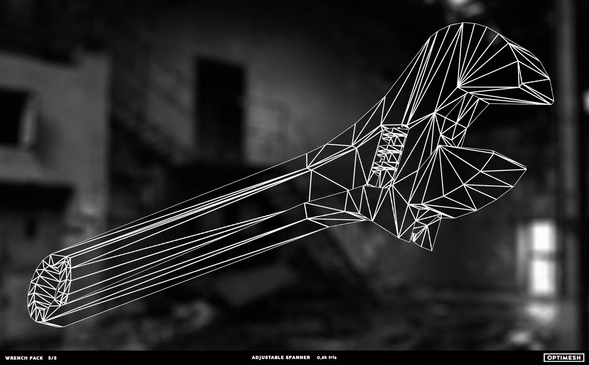 Adjustable spanner - 3D PBR model Low-poly 3D model_17