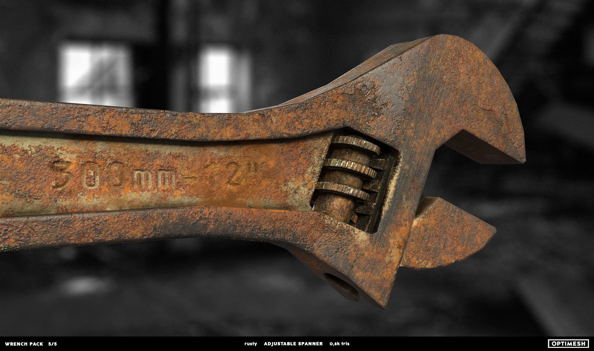 Adjustable spanner - 3D PBR model Low-poly 3D model_14