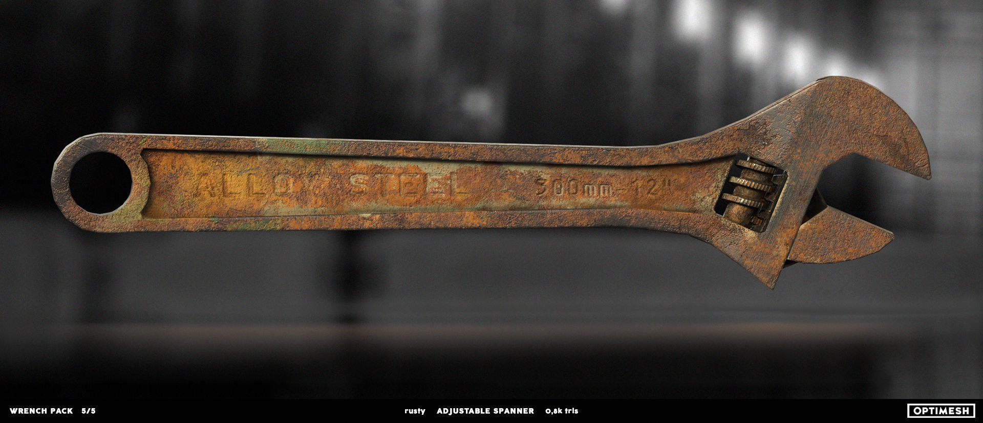 Adjustable spanner - 3D PBR model Low-poly 3D model_16