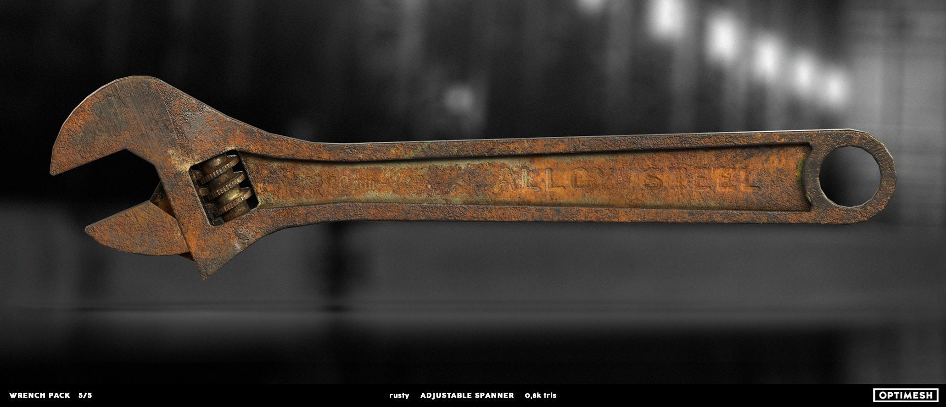 Adjustable spanner - 3D PBR model Low-poly 3D model_15