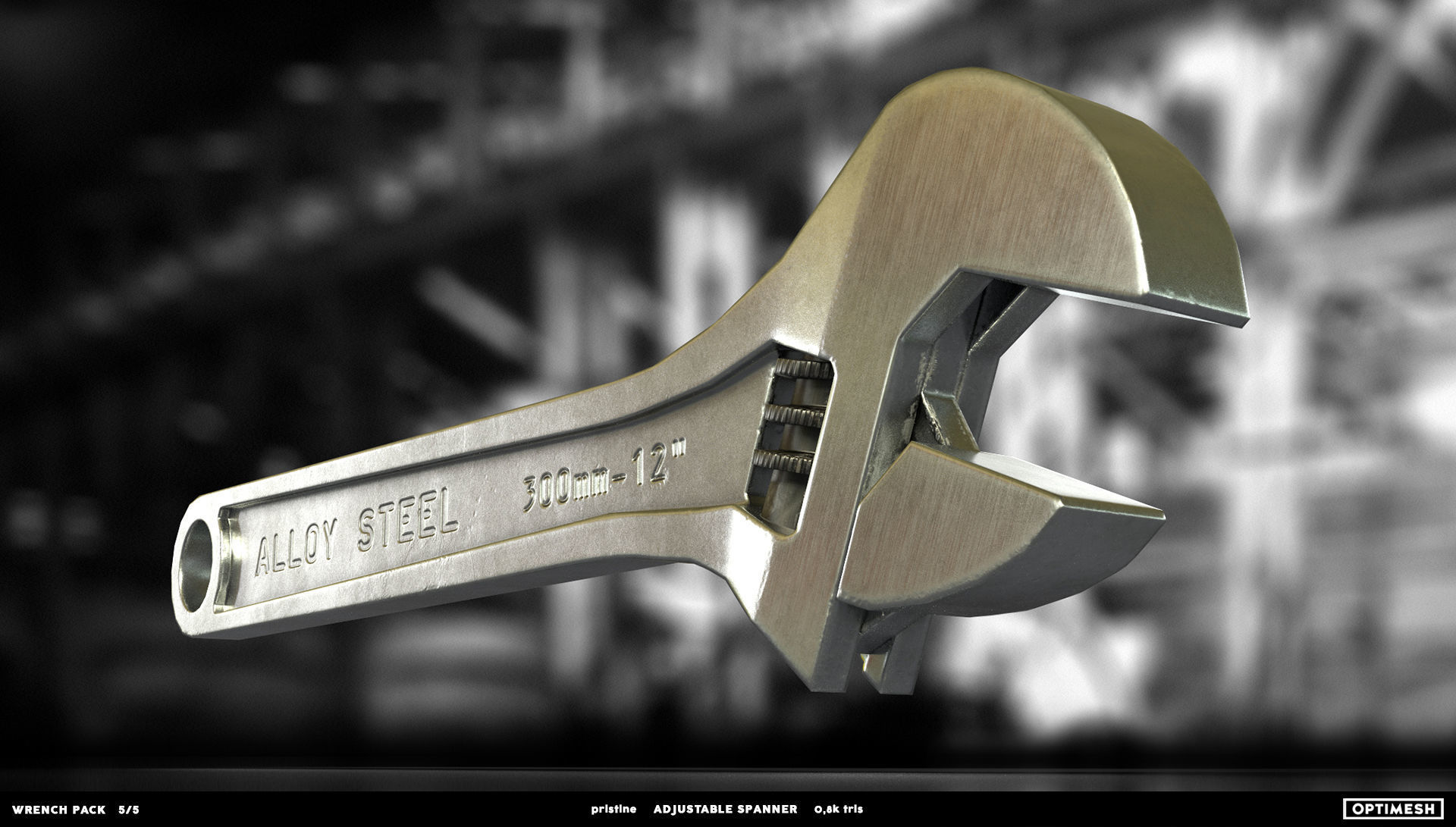 Adjustable spanner - 3D PBR model Low-poly 3D model_3