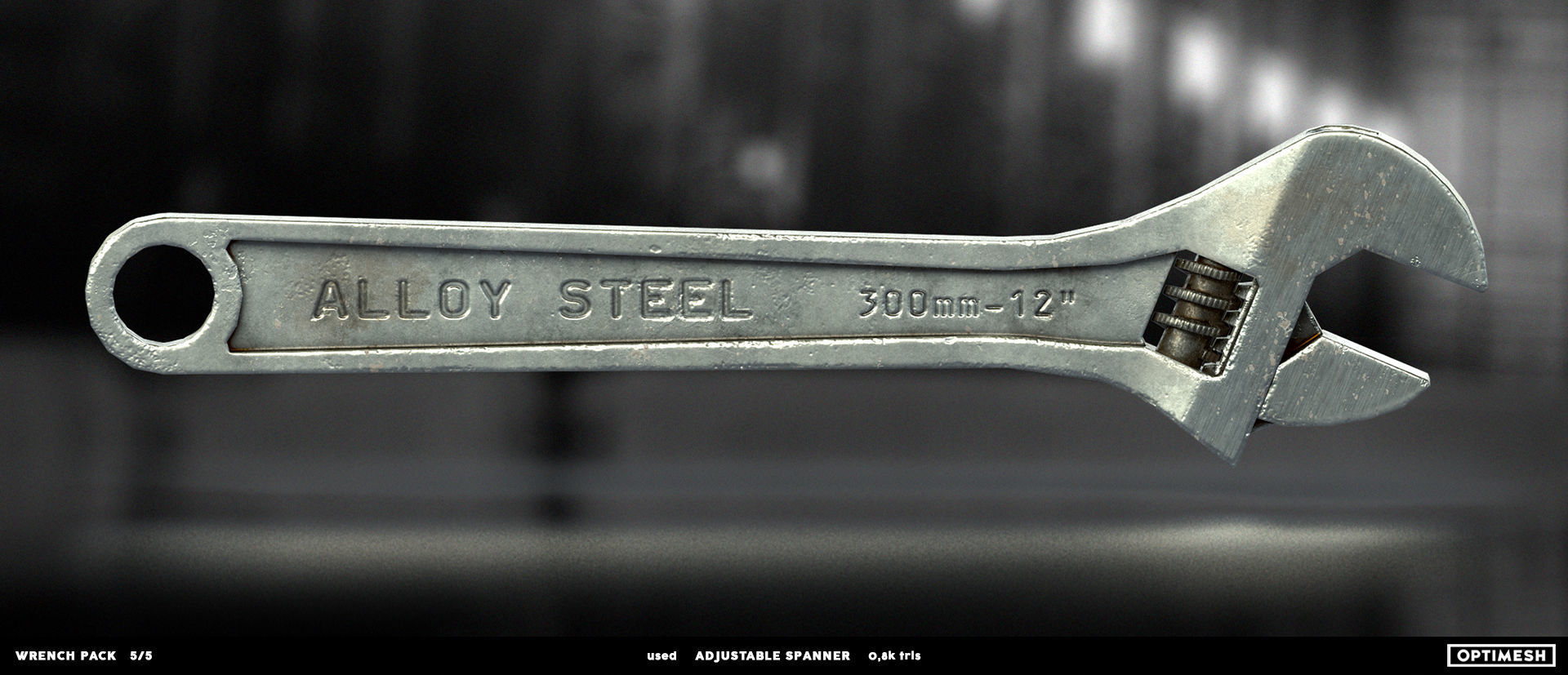Adjustable spanner - 3D PBR model Low-poly 3D model_11