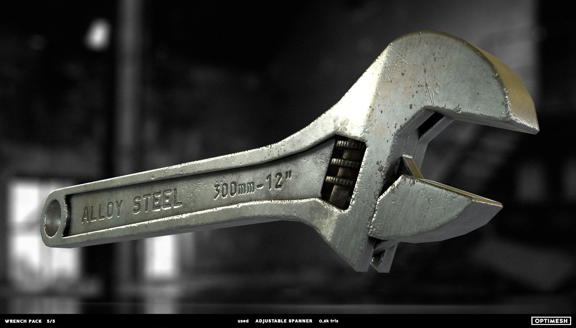 Adjustable spanner - 3D PBR model Low-poly 3D model_9