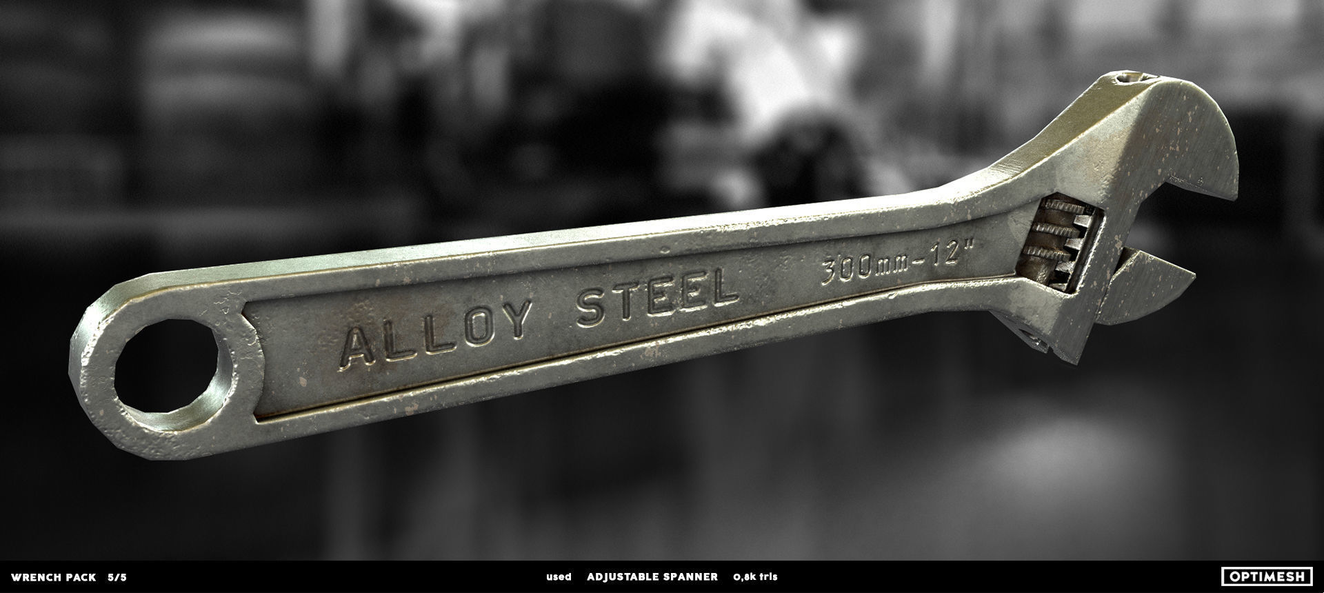 Adjustable spanner - 3D PBR model Low-poly 3D model_8