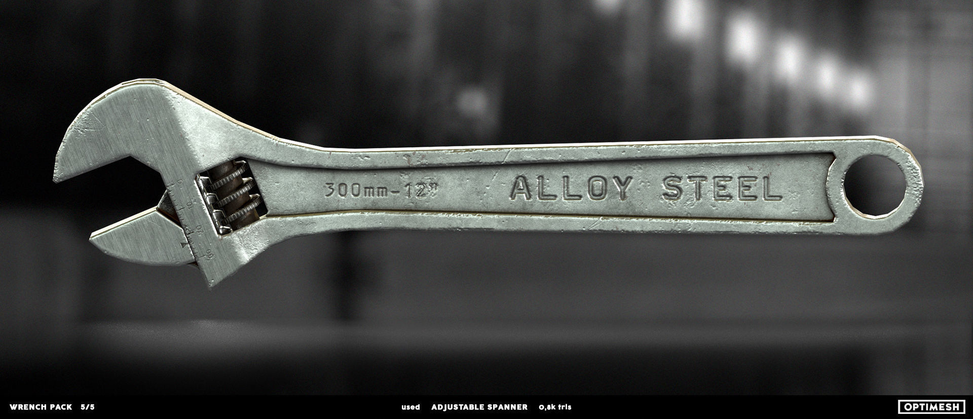 Adjustable spanner - 3D PBR model Low-poly 3D model_10