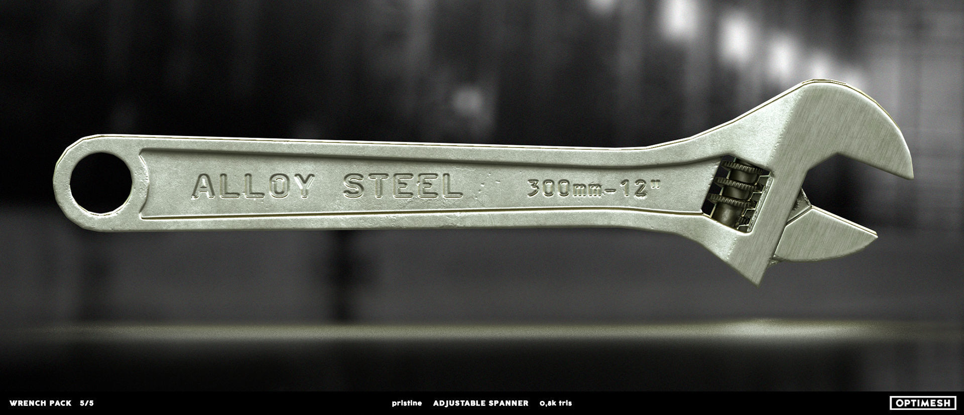 Adjustable spanner - 3D PBR model Low-poly 3D model_6