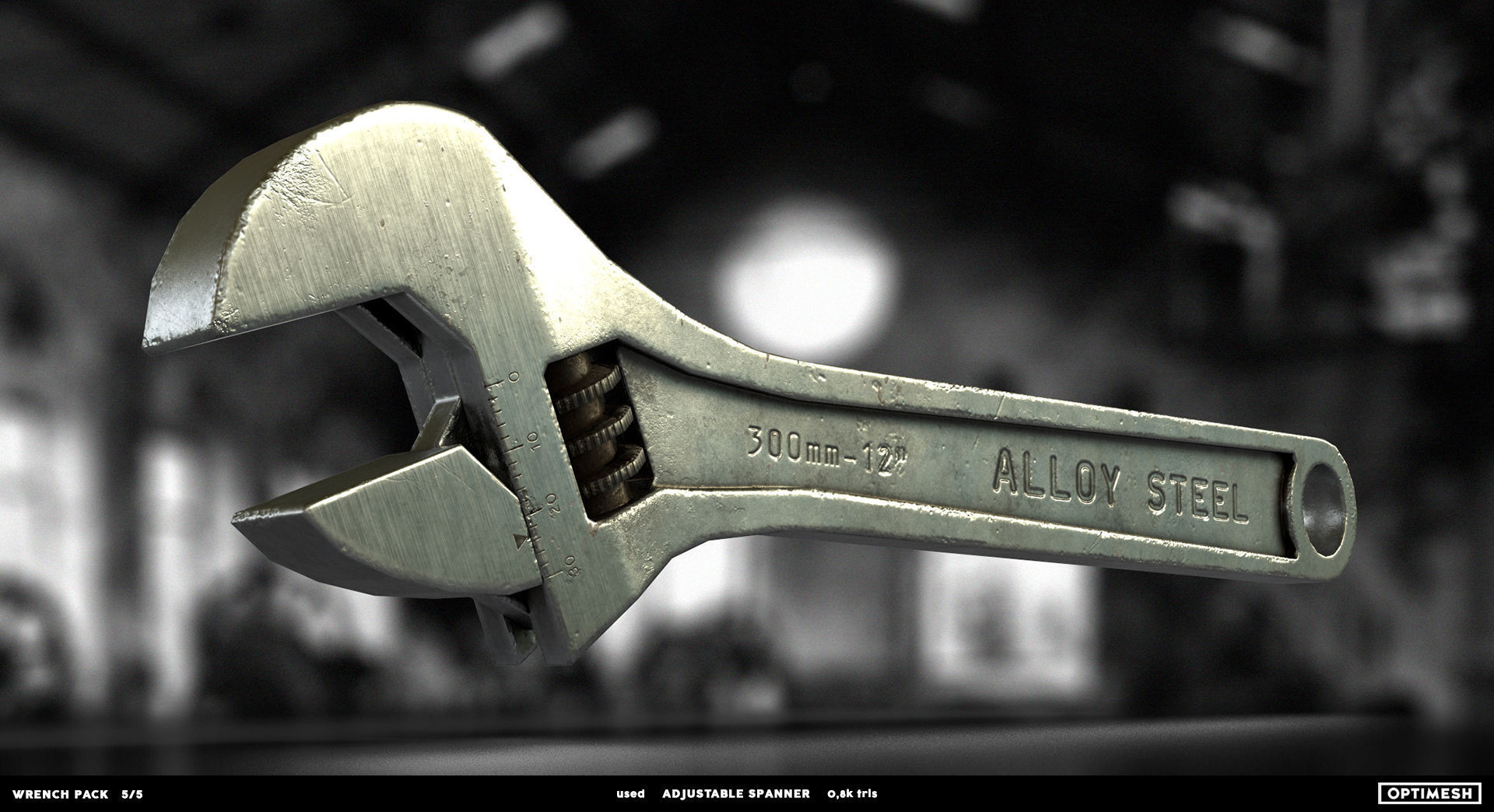 Adjustable spanner - 3D PBR model Low-poly 3D model_7