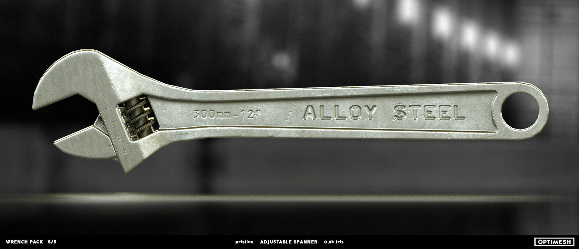 Adjustable spanner - 3D PBR model Low-poly 3D model_5