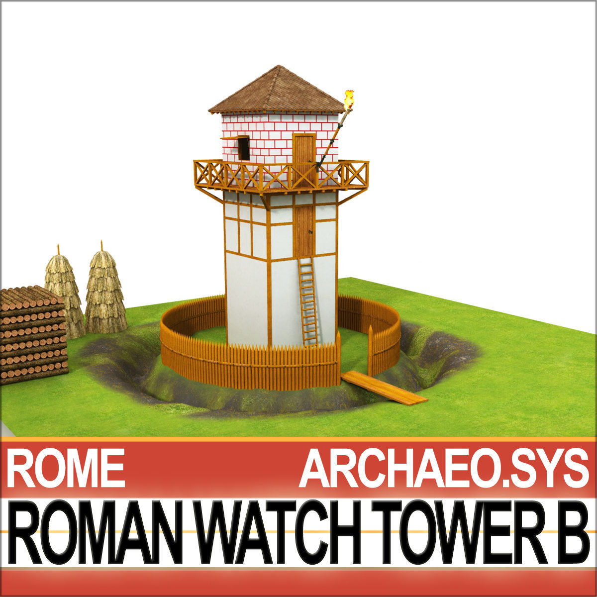 Roman Watch Tower B 3D model_4
