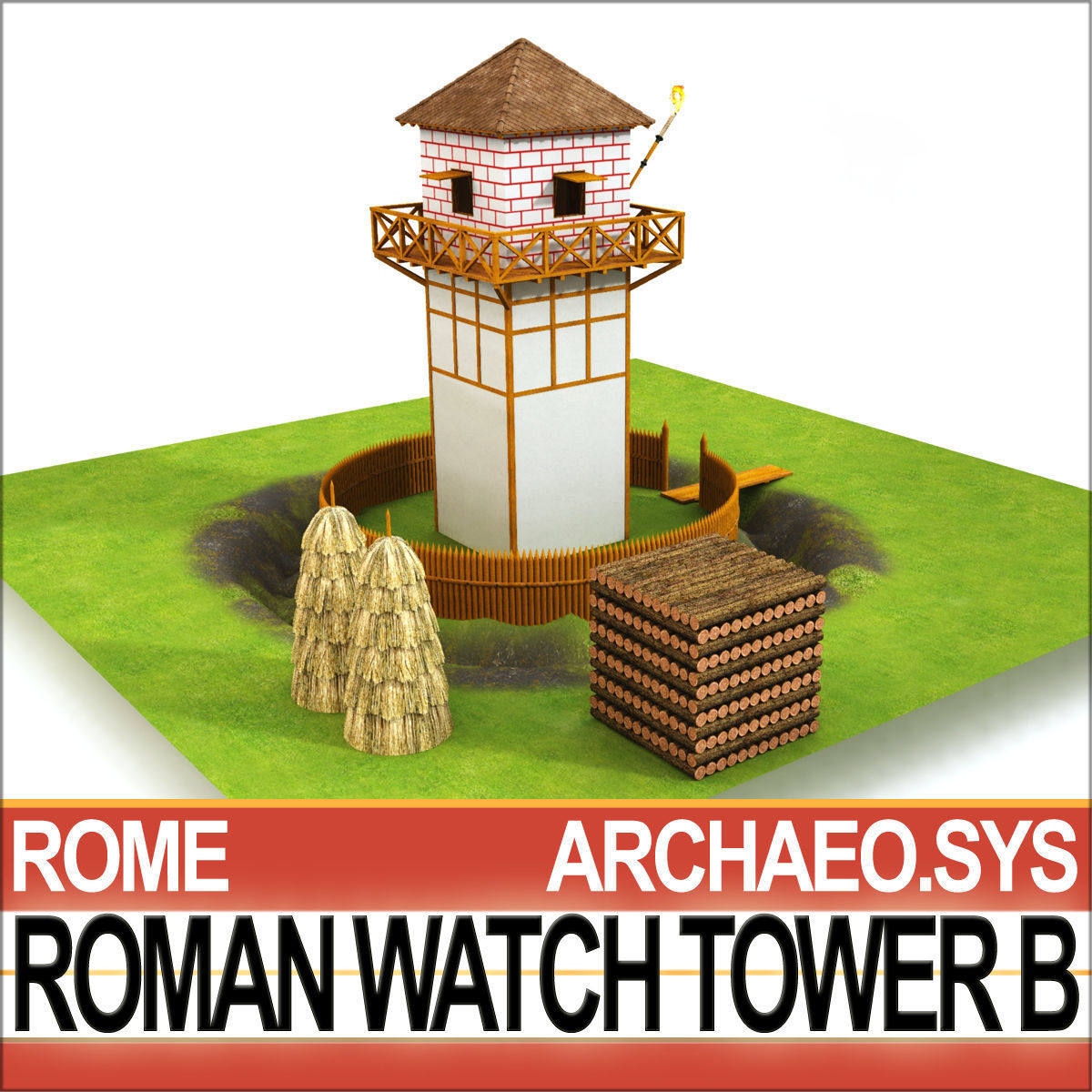 Roman Watch Tower B 3D model_5