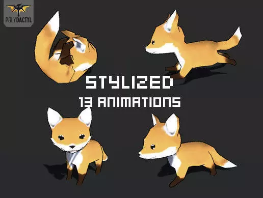 Lowpoly Toon Fox Low-poly 3D model_0