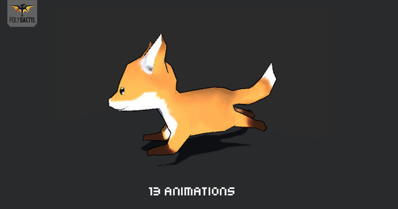 Lowpoly Toon Fox Low-poly 3D model_3