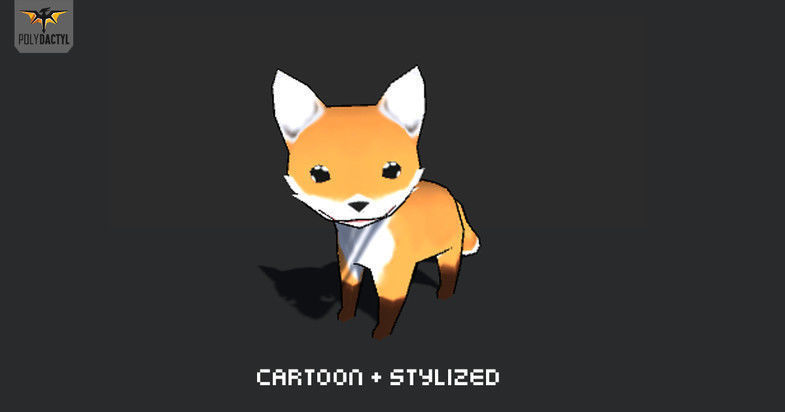 Lowpoly Toon Fox Low-poly 3D model_4