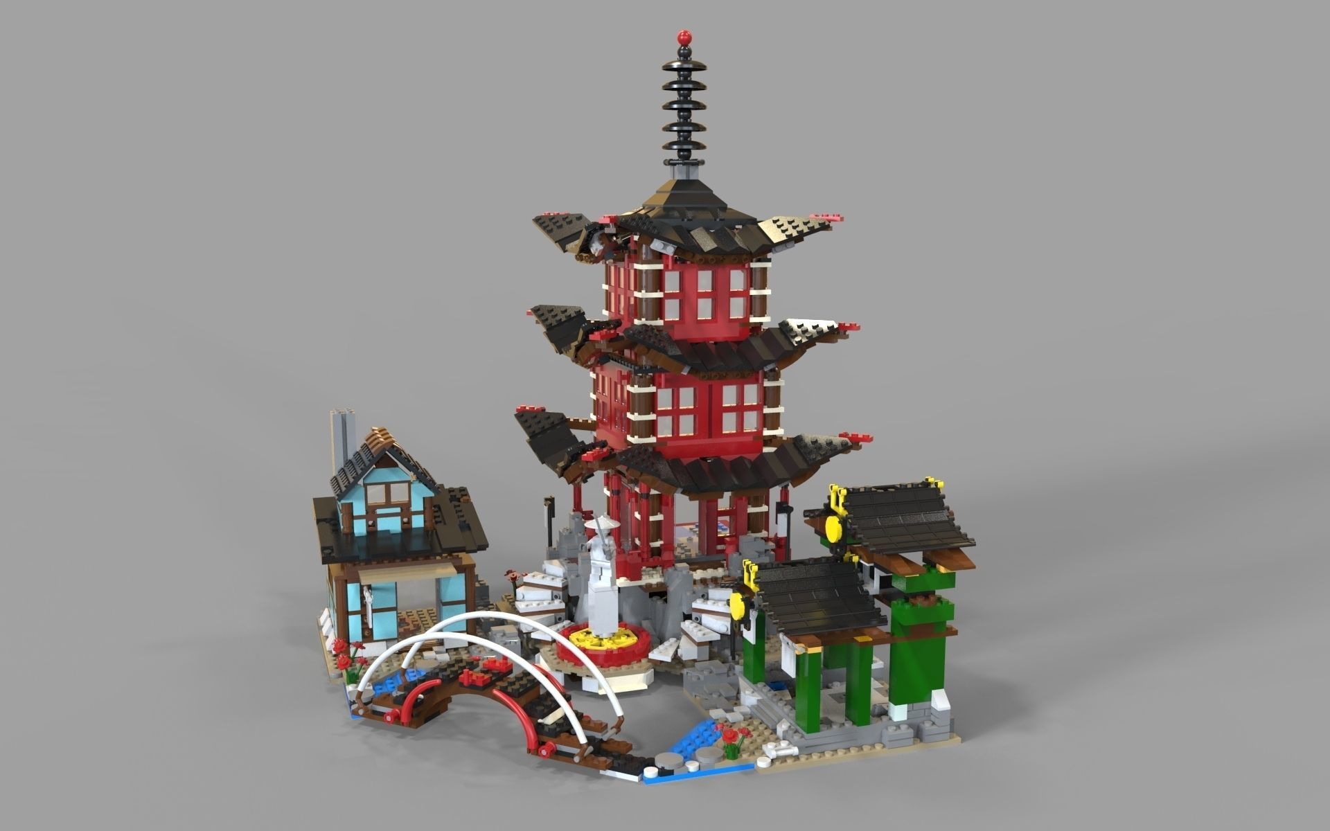 Lego chinese temple 3D model_2