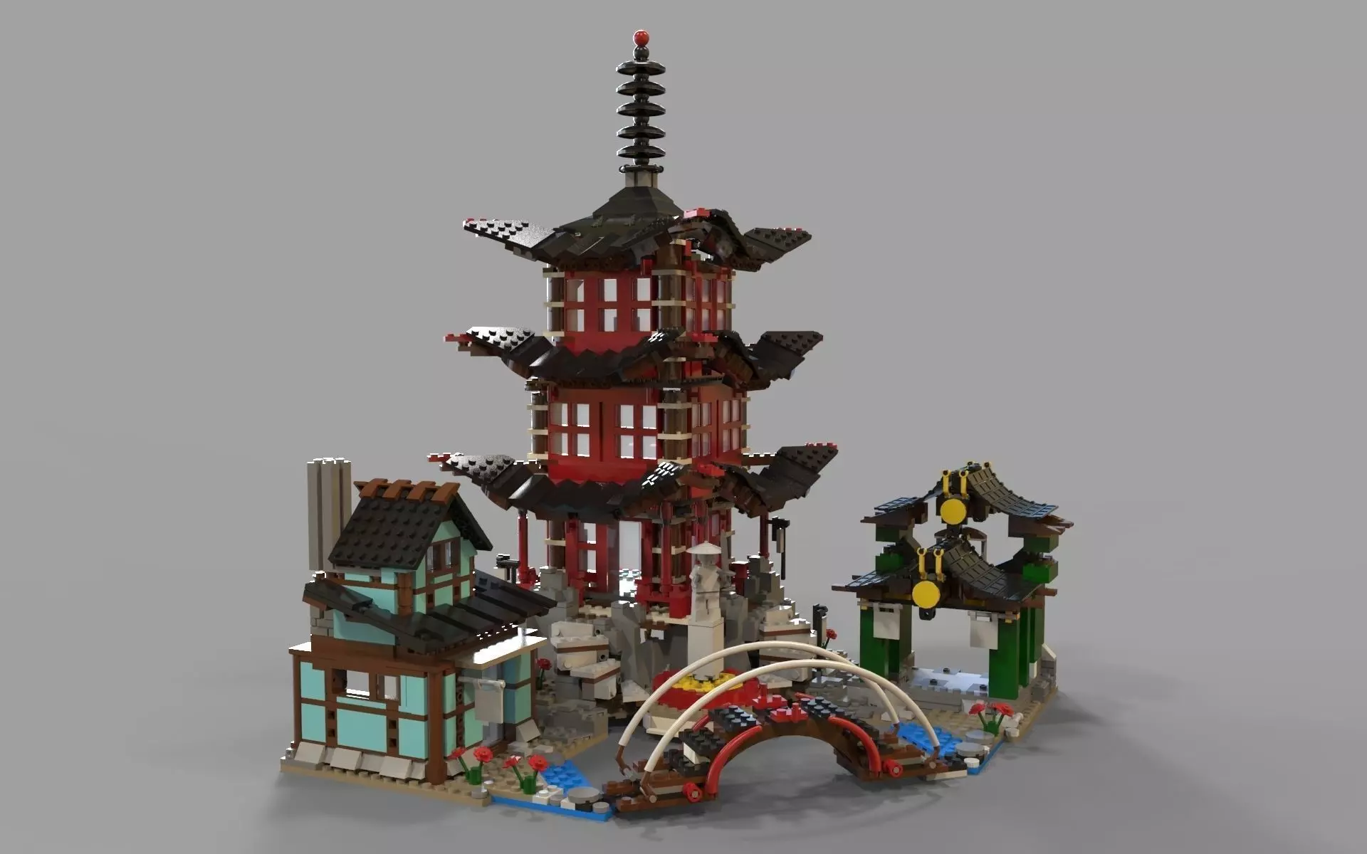 Lego chinese temple 3D model_0