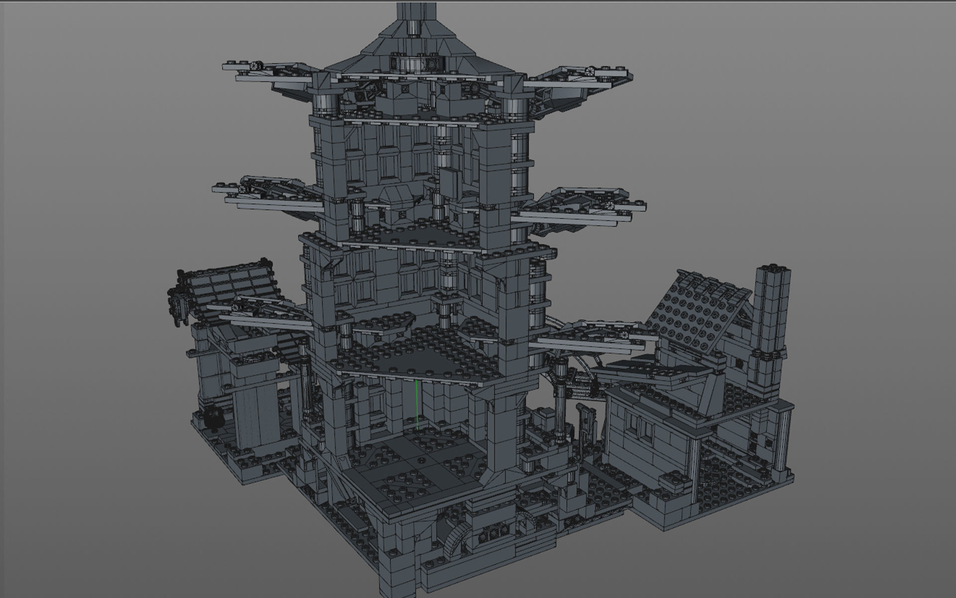 Lego chinese temple 3D model_9