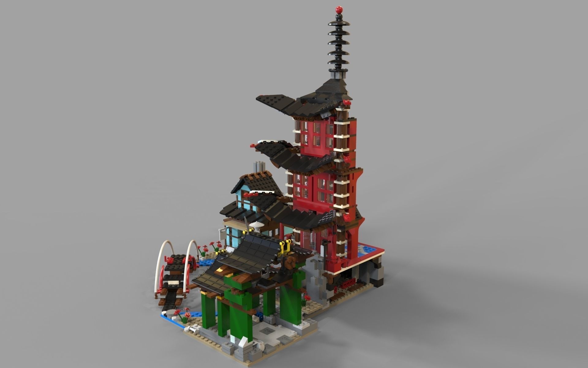 Lego chinese temple 3D model_3