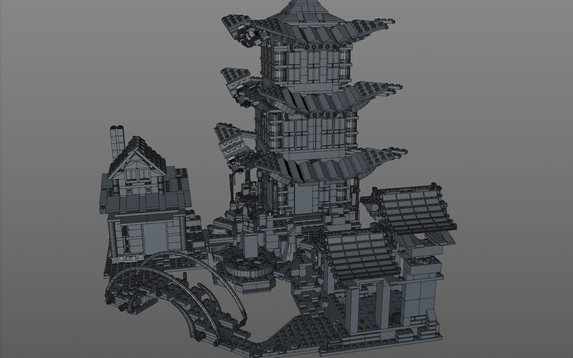 Lego chinese temple 3D model_8