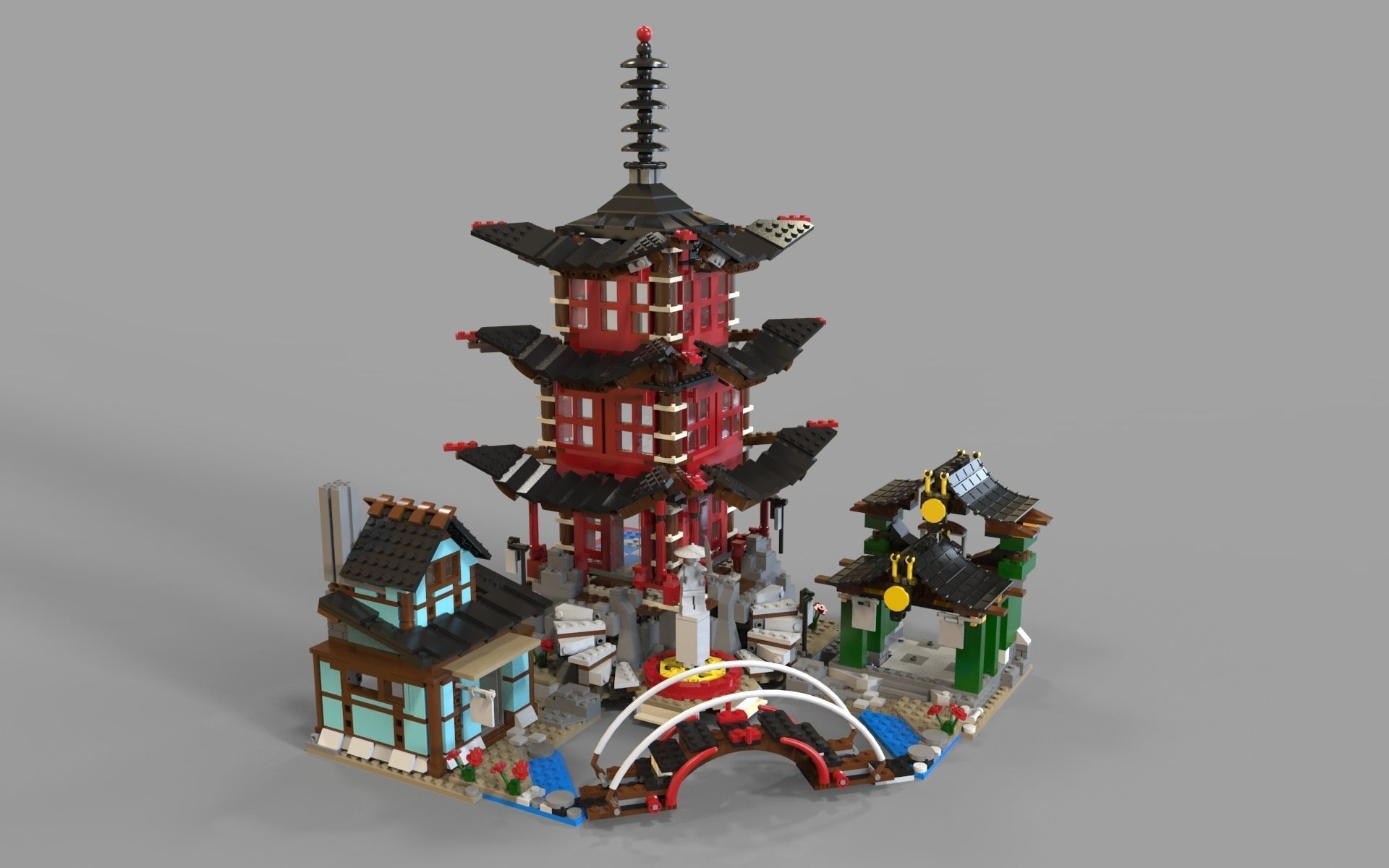 Lego chinese temple 3D model_1