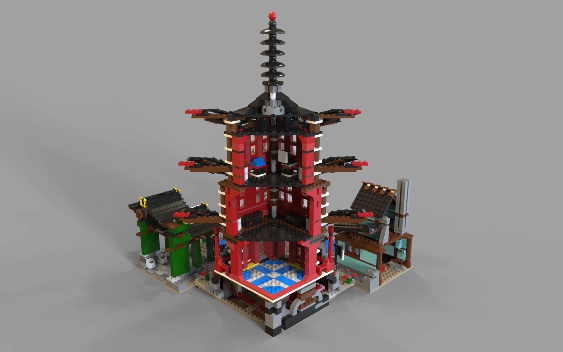 Lego chinese temple 3D model_4