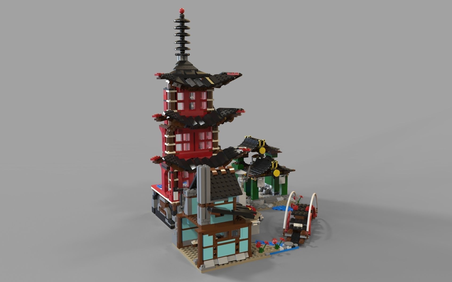 Lego chinese temple 3D model_6