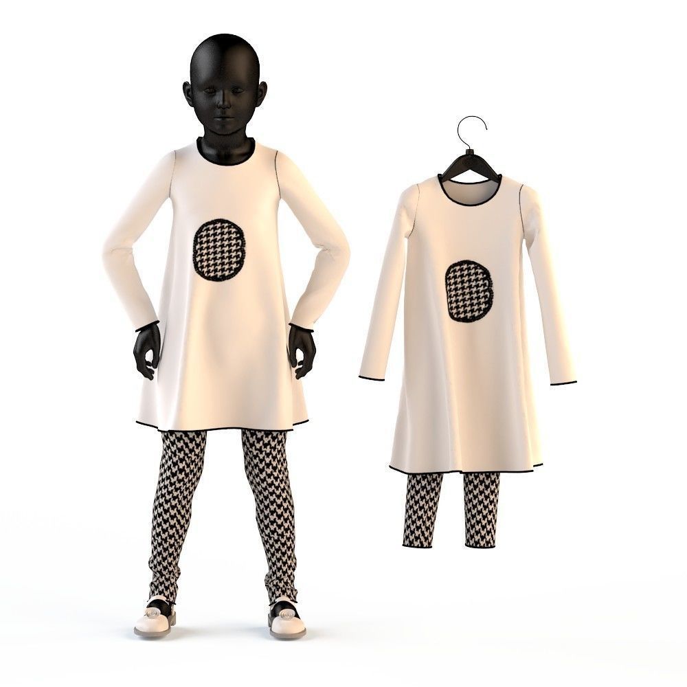Child Baby girl dress  3D model_0