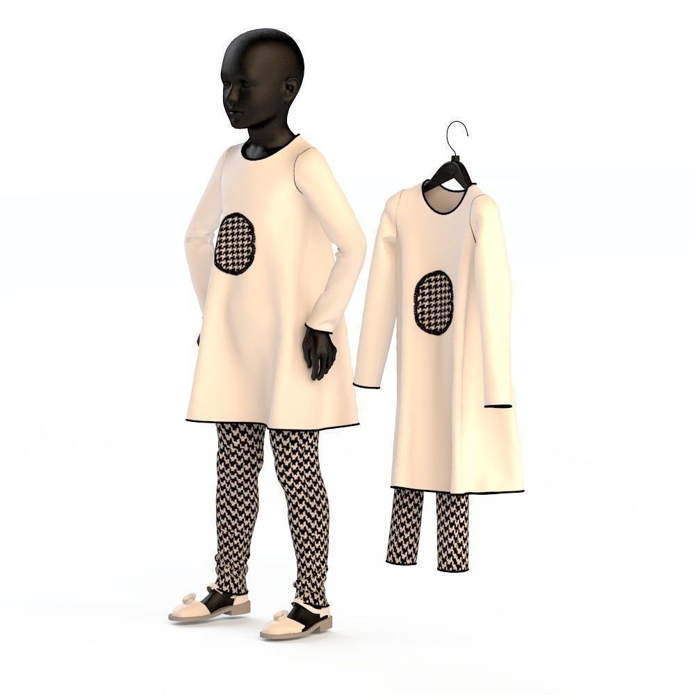 Child Baby girl dress  3D model_5
