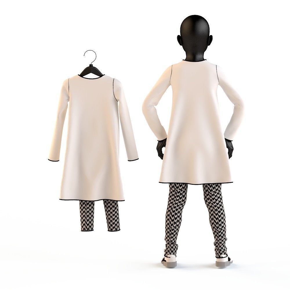 Child Baby girl dress  3D model_10