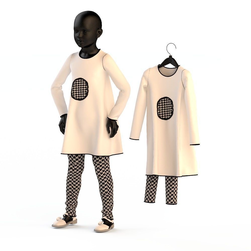 Child Baby girl dress  3D model_3