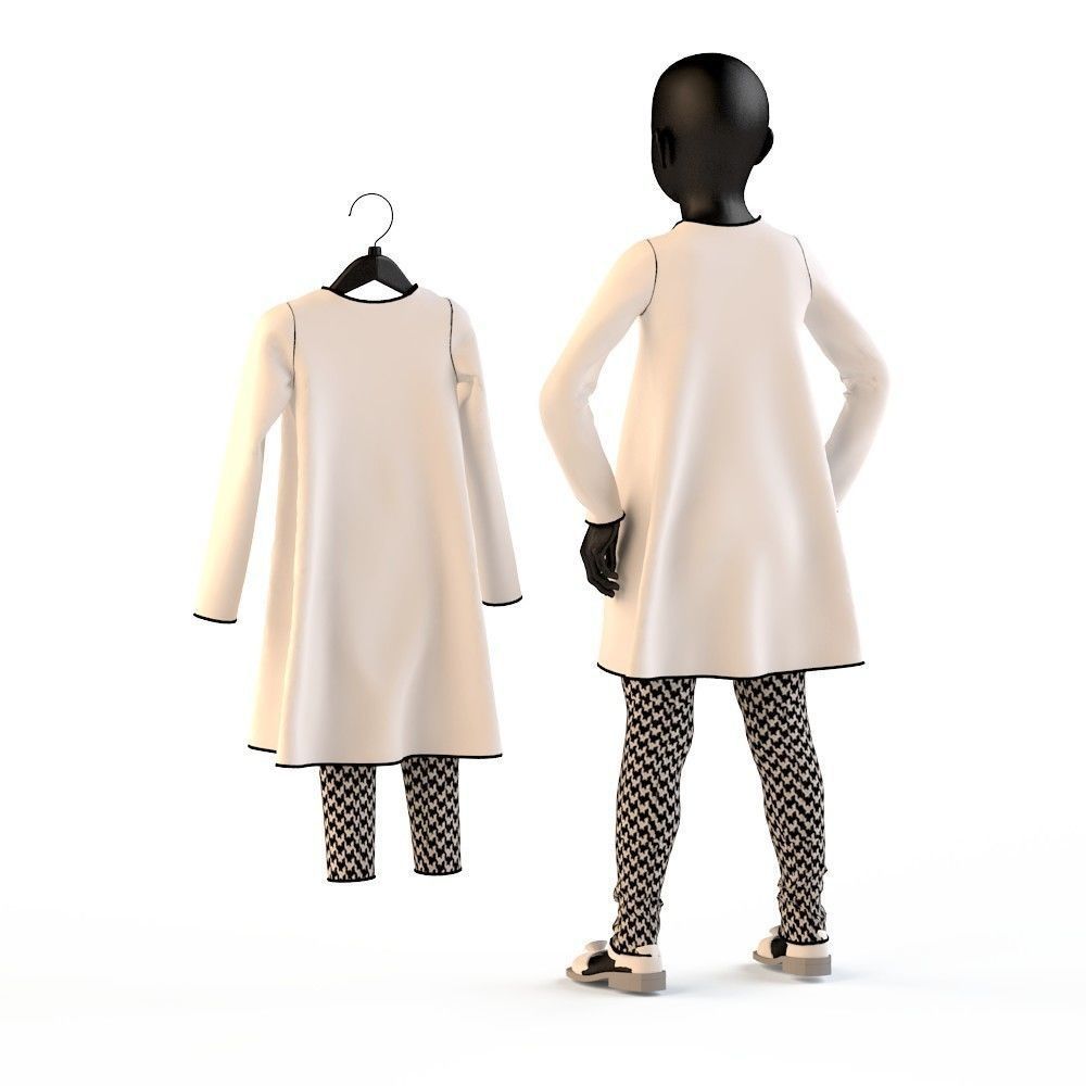 Child Baby girl dress  3D model_11