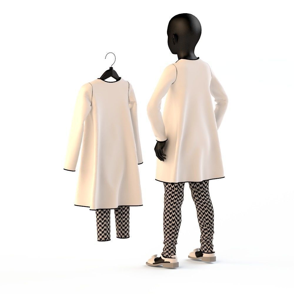 Child Baby girl dress  3D model_9