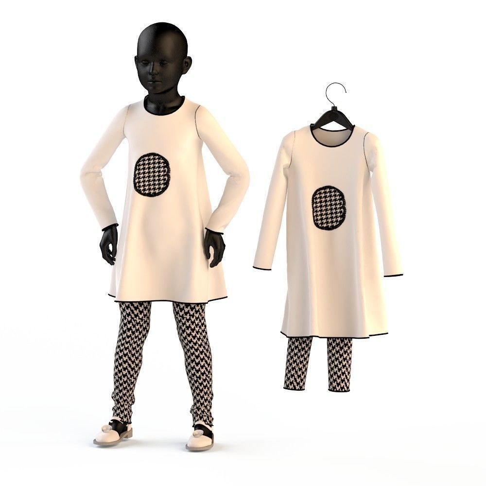 Child Baby girl dress  3D model_4