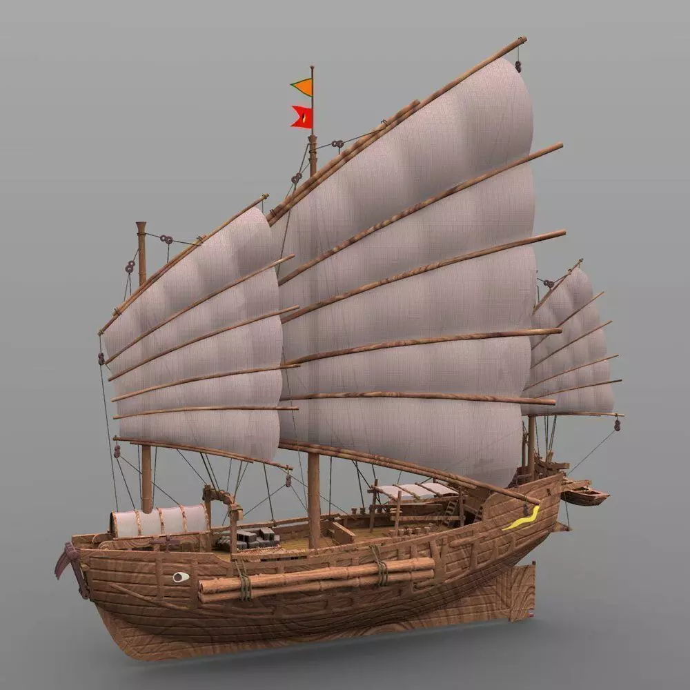 Chinese Junk - 3ds and obj Low-poly 3D model