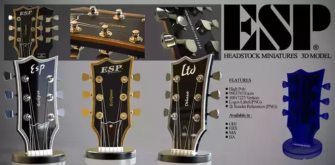 ESP Guitar Headstock Miniatures 3D model