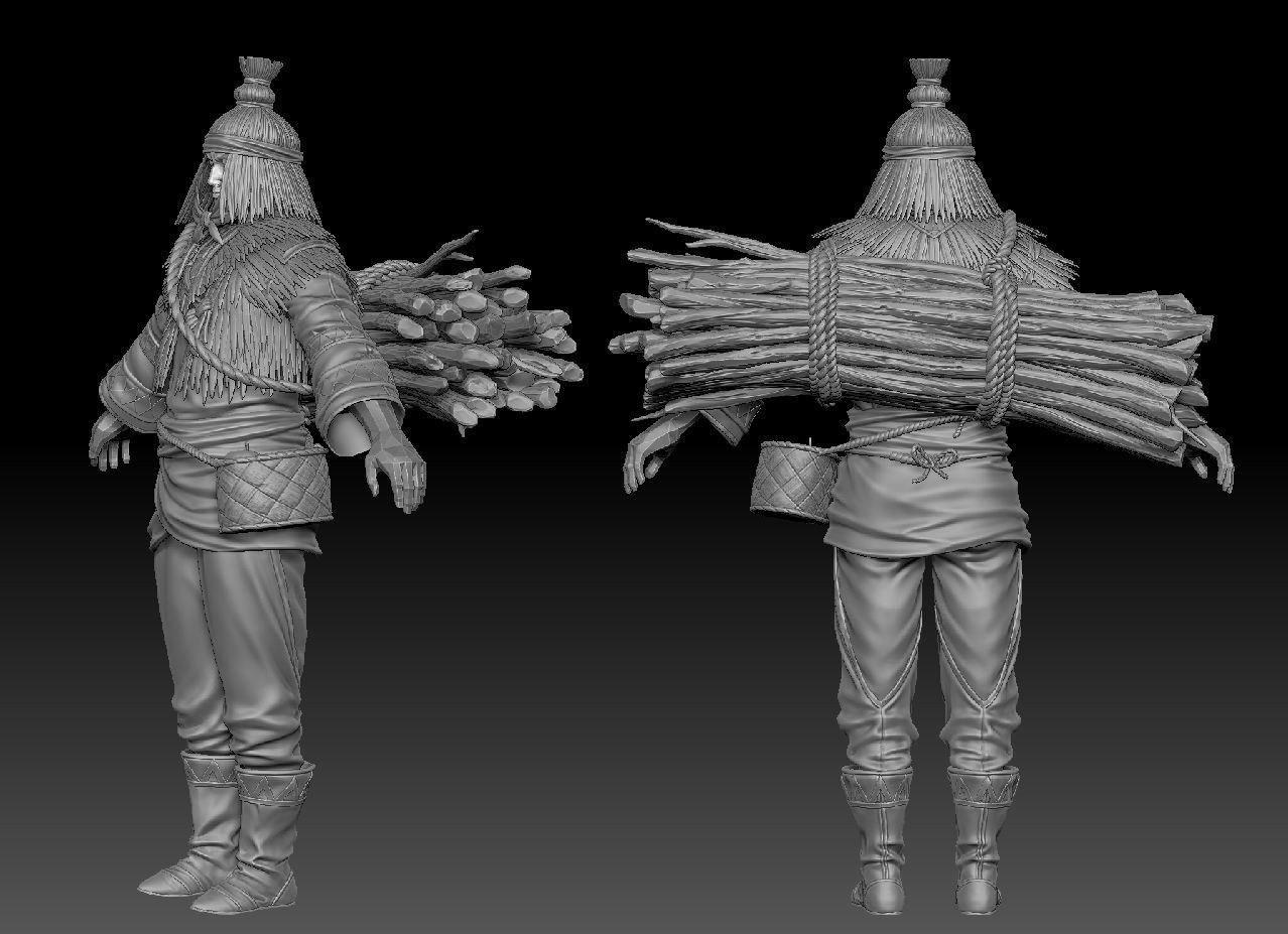 woodcutter zbrush raw file 3D model_1