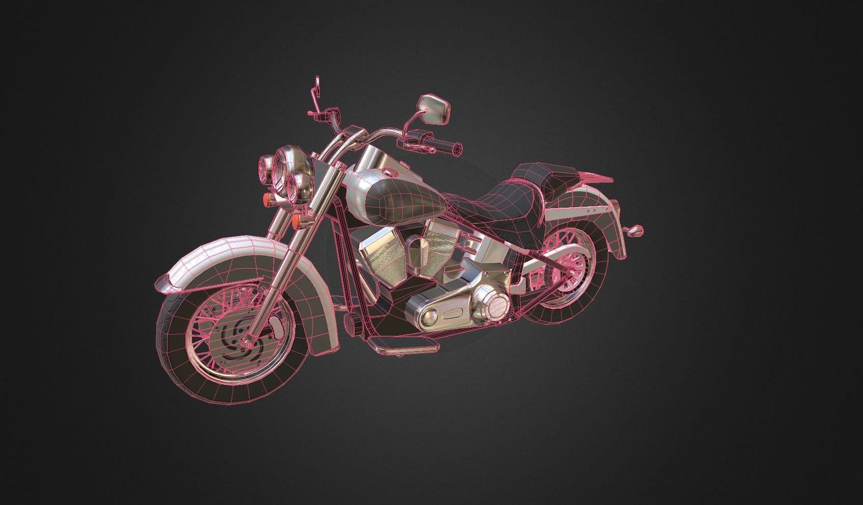 Harley-Davidson motorcycle Low-poly 3D model_9