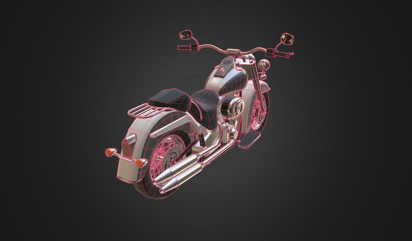 Harley-Davidson motorcycle Low-poly 3D model_6