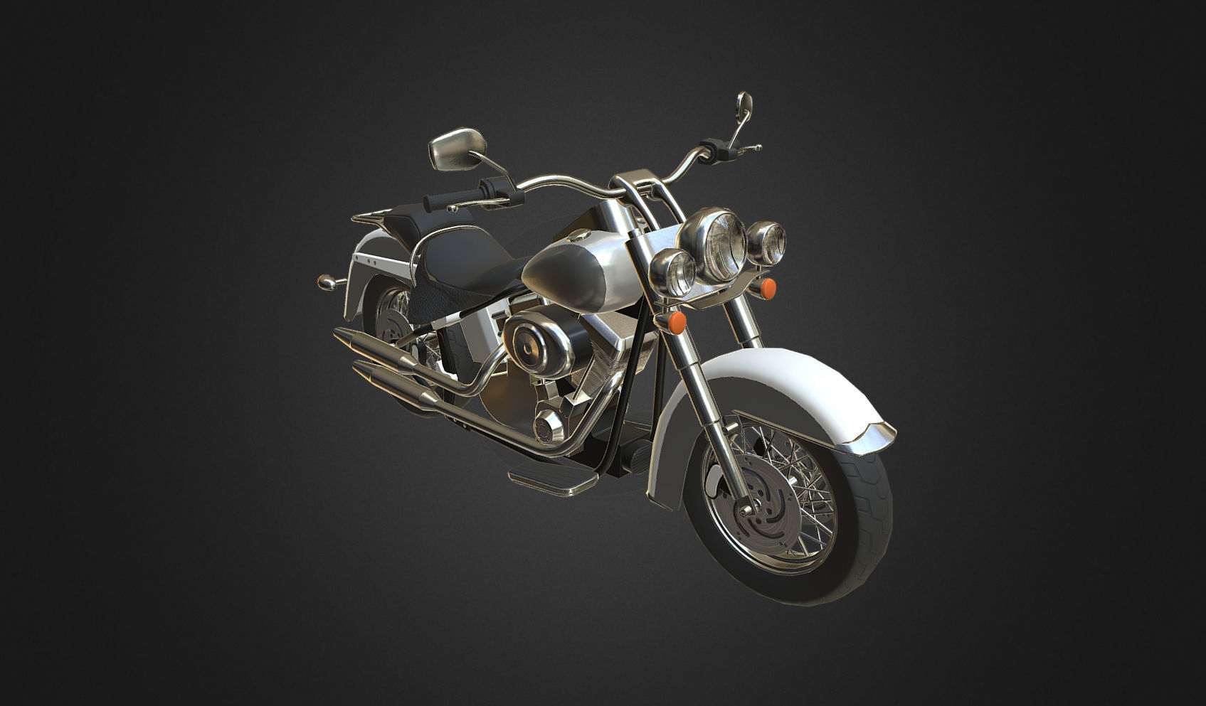 Harley-Davidson motorcycle Low-poly 3D model_2