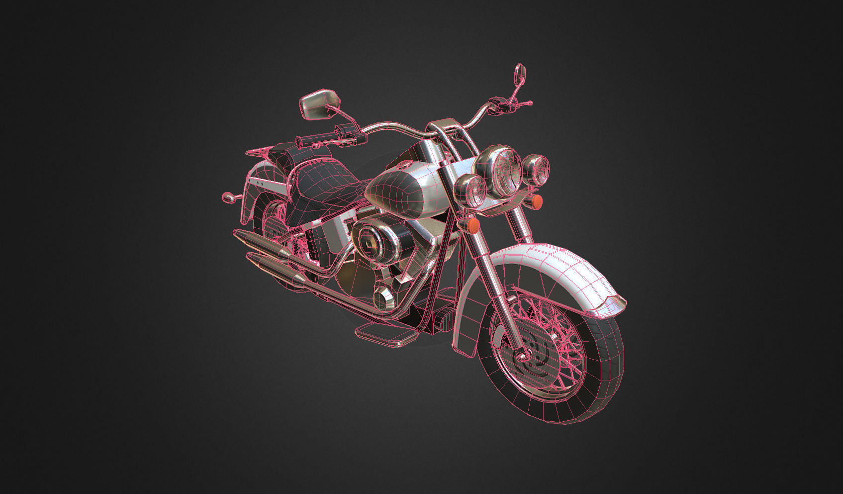 Harley-Davidson motorcycle Low-poly 3D model_7