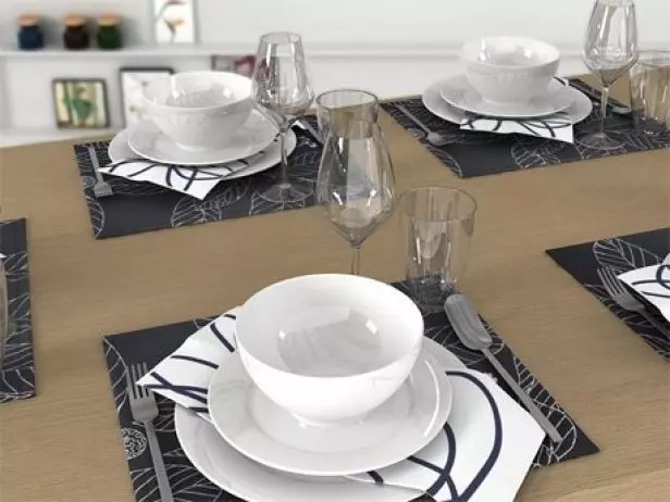 Dining Set 5 leather chair - 3D model_4