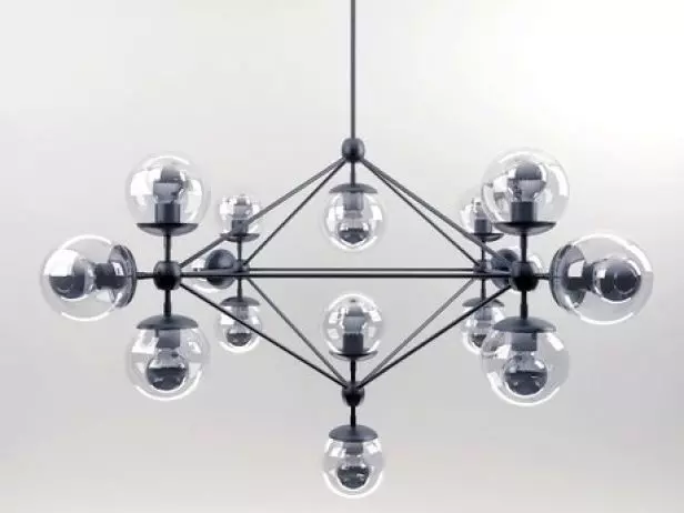 Dining Set 6 chandelier with glass balls hanging from it 3D model_2