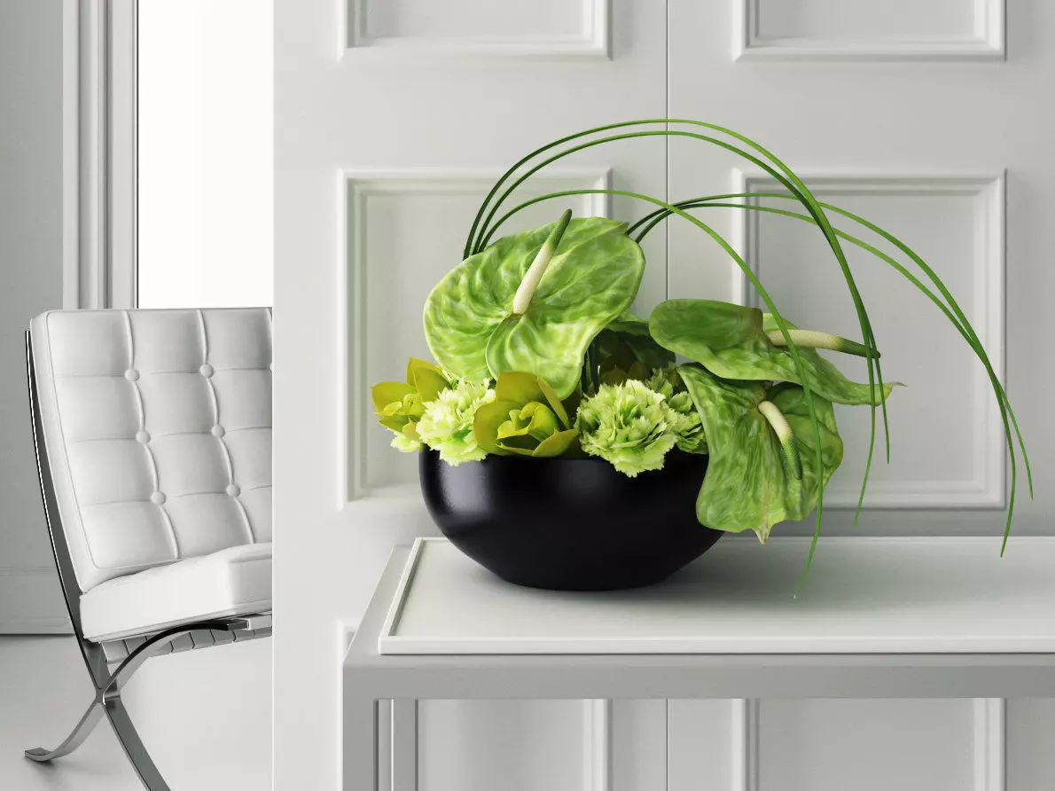 Dining Set 6 chandelier with glass balls hanging from it 3D model_6