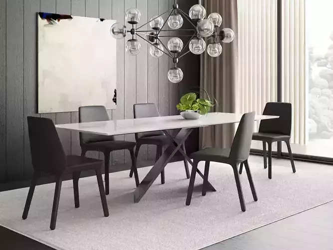 Dining Set 6 chandelier with glass balls hanging from it