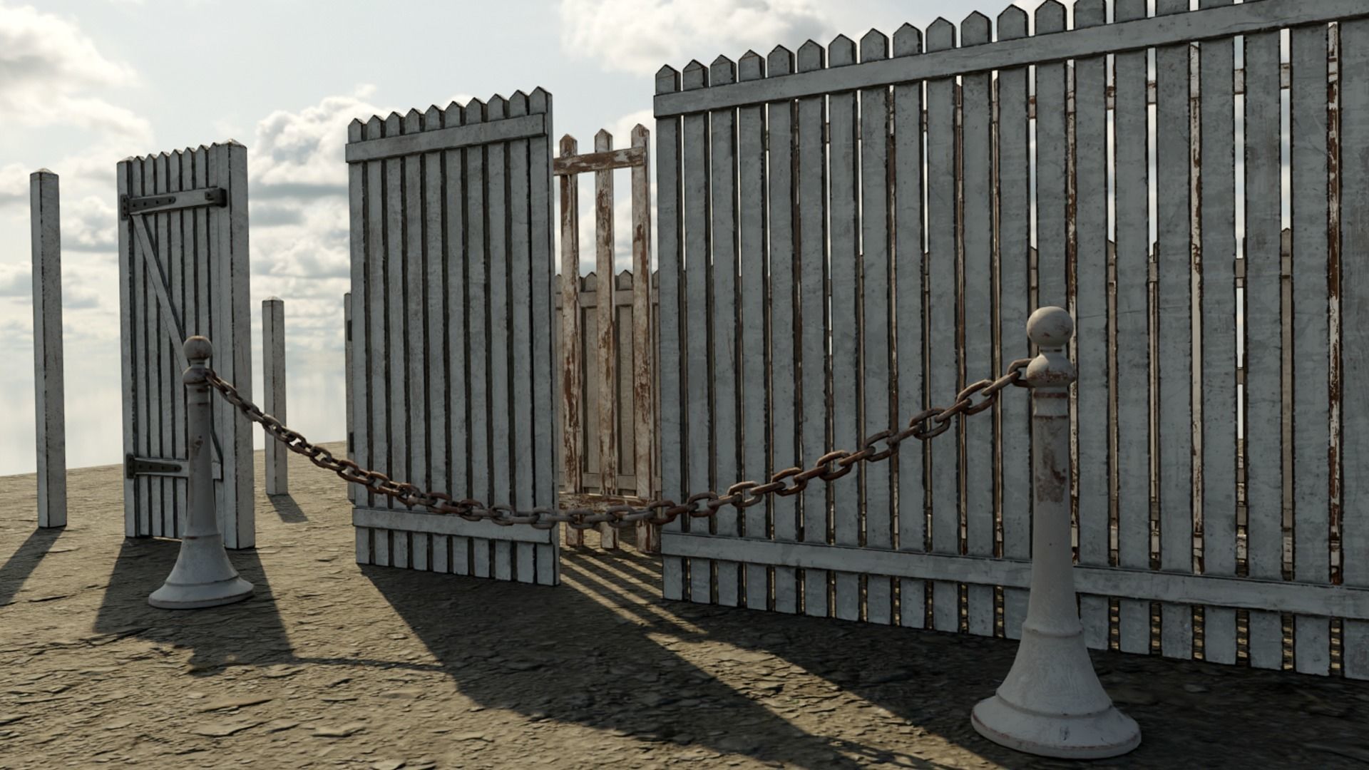Collection of Low Poly PBR Modular Fences Low-poly 3D model_3