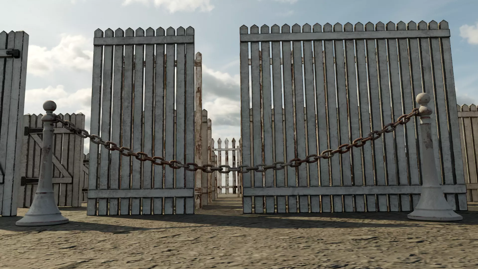 Collection of Low Poly PBR Modular Fences Low-poly 3D model_0