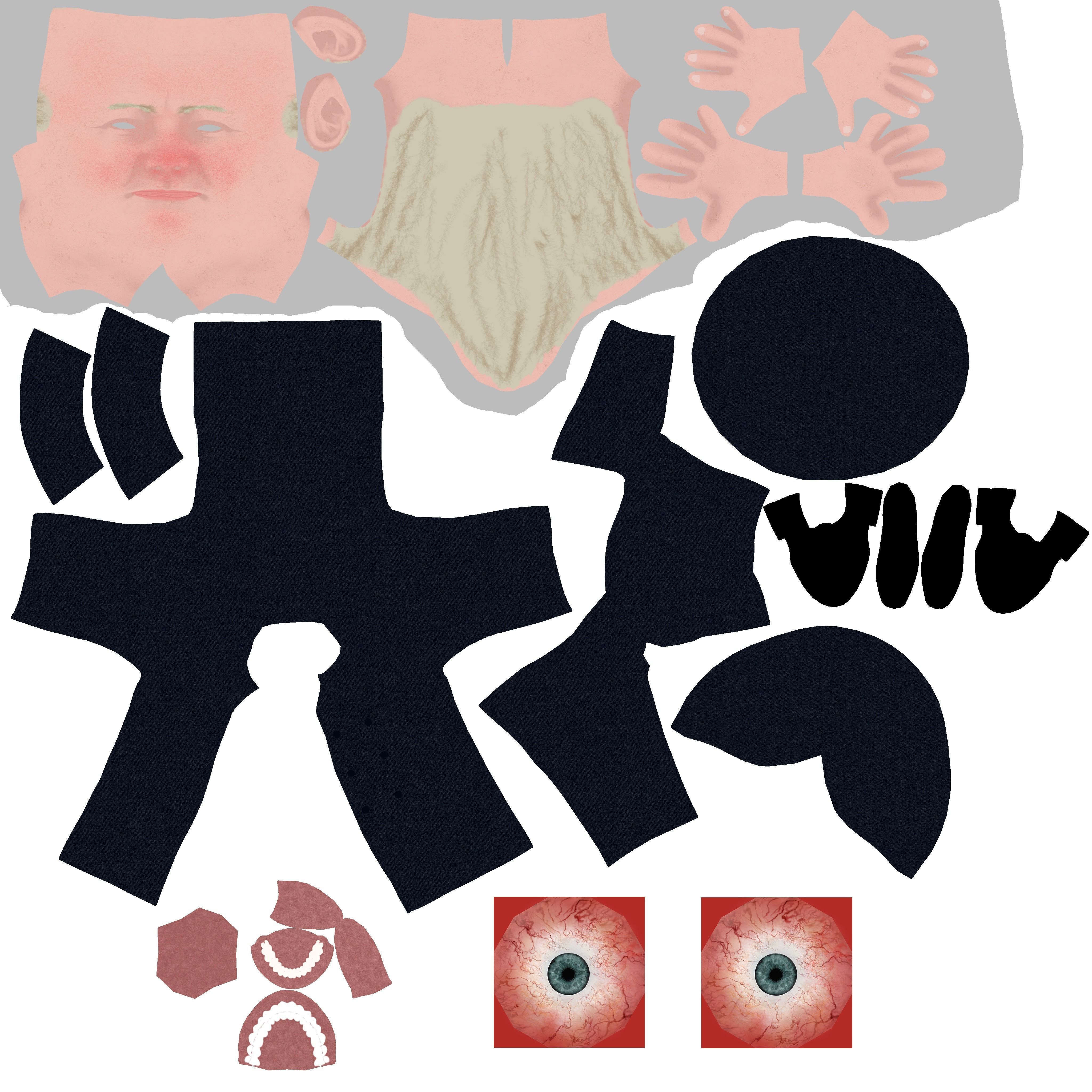 Winston Churchill caricature Low-poly 3D model_19