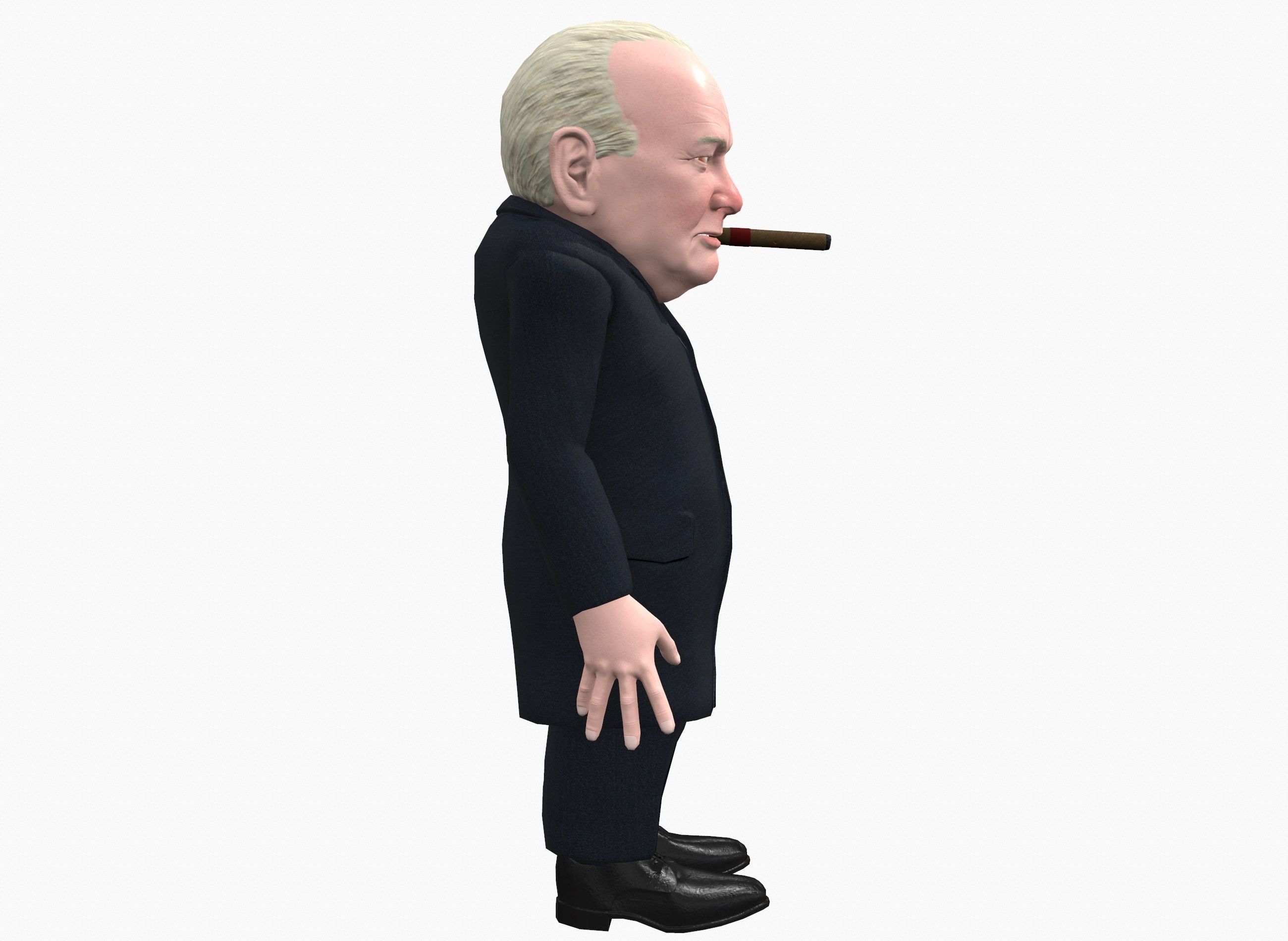 Winston Churchill caricature Low-poly 3D model_8