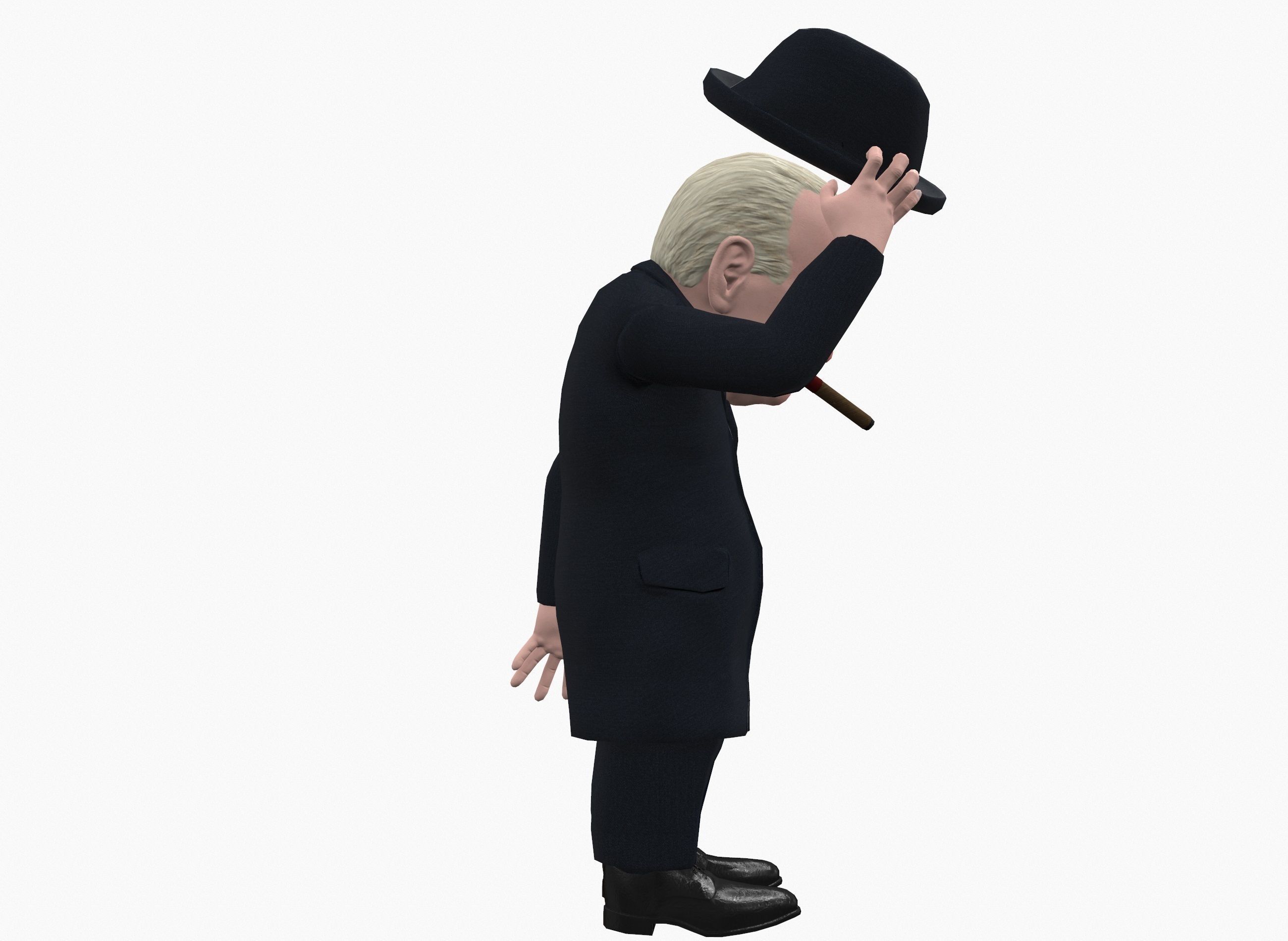 Winston Churchill caricature Low-poly 3D model_10