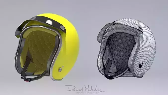 Yellow Retro Motorcycle Helmet